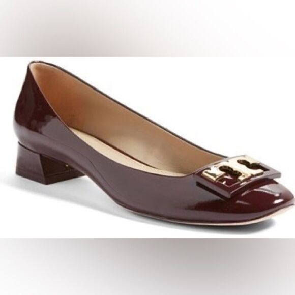 Tory Burch Gigi Burgundy Red Midi Heel Pump Size 7 - Picture 2 of 15